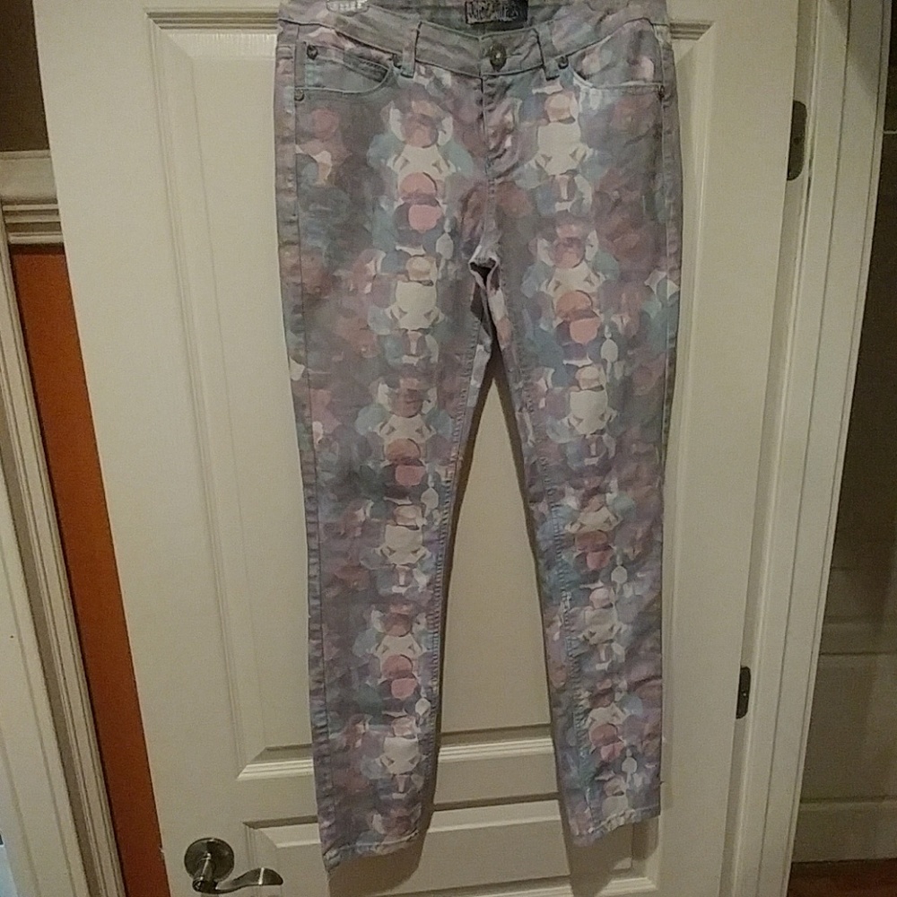 Women multi color print jeans